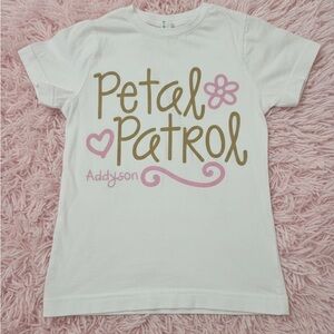 Dyson Kids White Tee with Pink and Gold Design